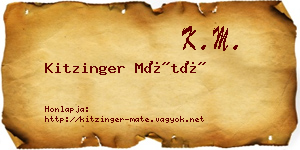 Kitzinger Máté névjegykártya